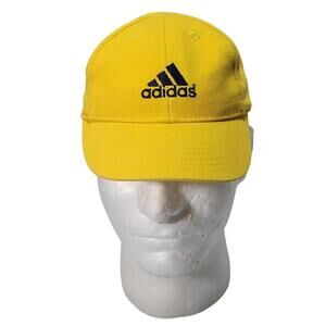 Vintage Adidas Kids Snapback Baseball Hat Cap Yellow With Black Logo Y2K